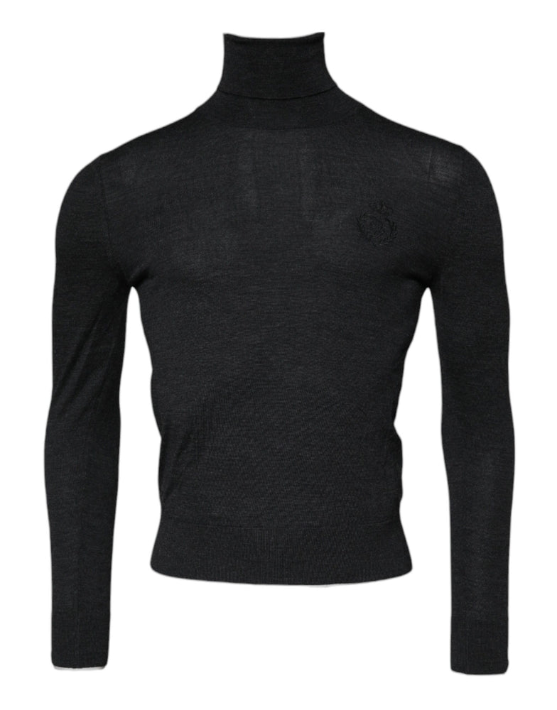 Dolce & Gabbana Black Wool Turtle Neck Men Pullover Sweater