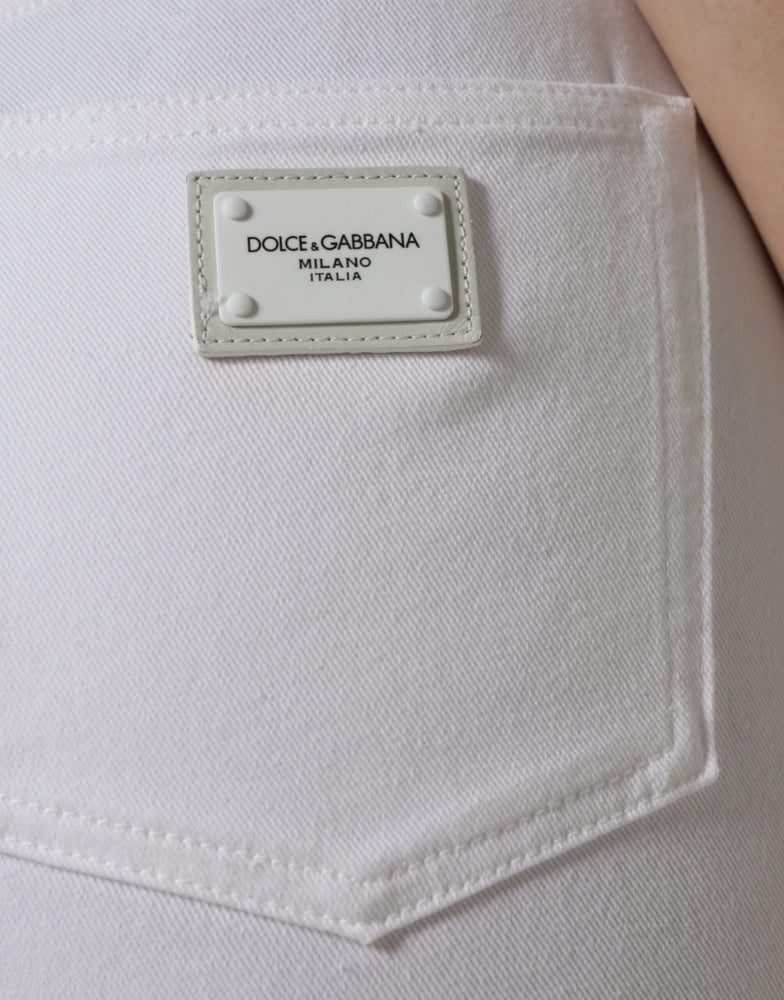 Dolce & Gabbana White AUDREY Cotton Logo Skinny Denim Jeans