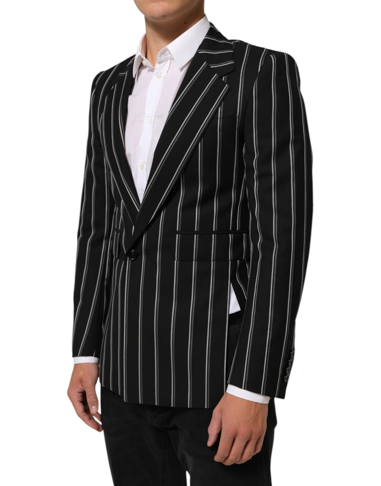 Dolce & Gabbana Black Stripes SICILIA 1 Button Suit Blazer