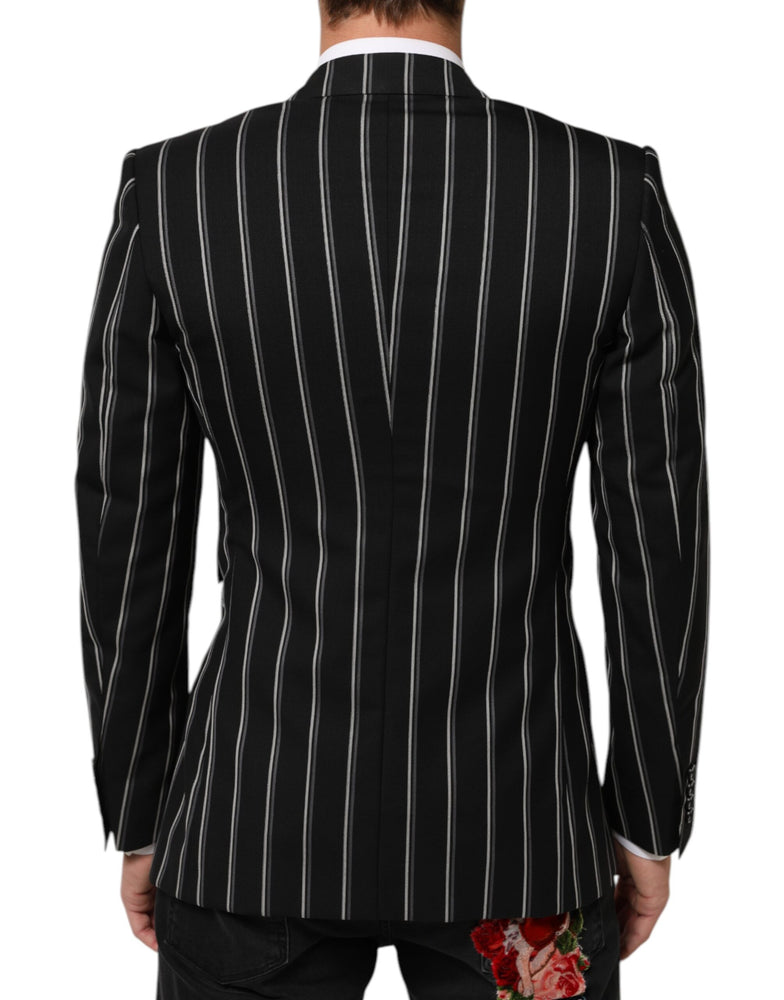 Dolce & Gabbana Black Stripes SICILIA 1 Button Suit Blazer