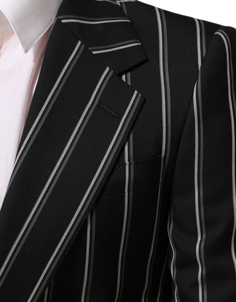 Dolce & Gabbana Black Stripes SICILIA 1 Button Suit Blazer