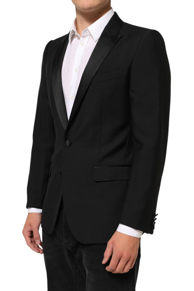 Dolce & Gabbana Black Wool MARTINI 2 Button Men Suit Blazer