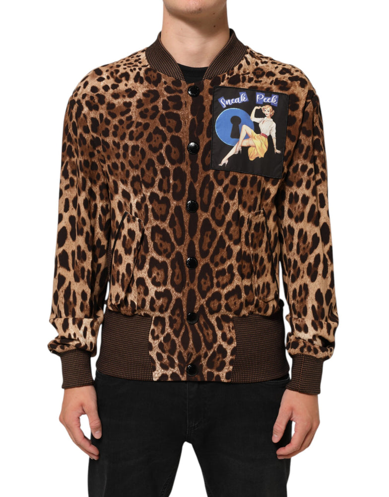 Dolce & Gabbana Brown Leopard Print "Sneak Peek" Patch Jacket
