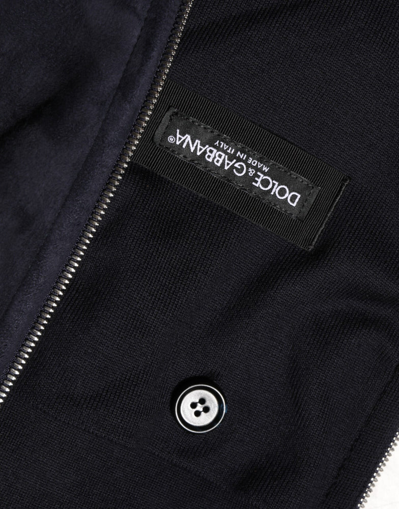 Dolce & Gabbana Black Leather Full Zip Hooded Blouson Jacket