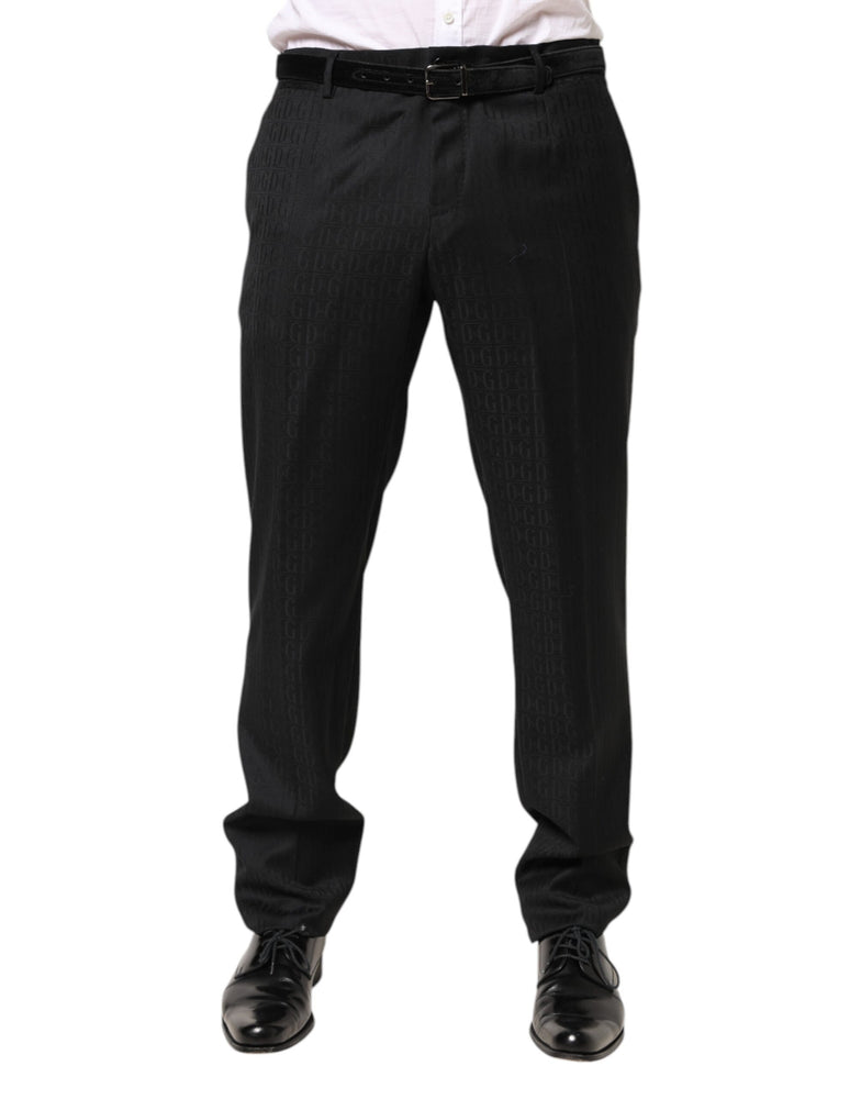 Dolce & Gabbana Black Wool Mid Waist Dress Men Trouser Pants