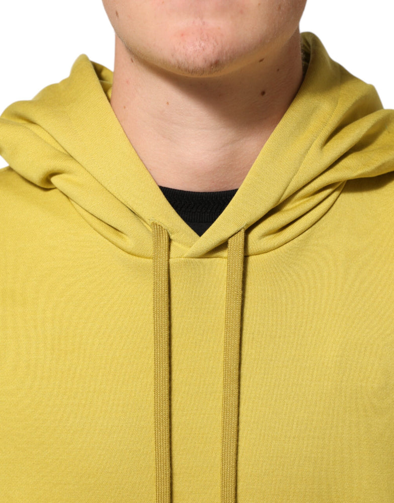 Dolce & Gabbana Yellow Logo Cotton Hooded Sweatshirt Sweater