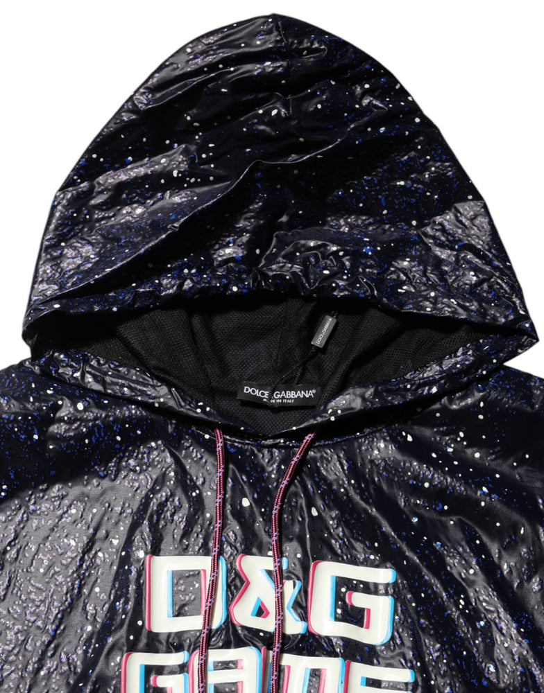 Dolce & Gabbana Blue D&G Game Hooded Men Sweatshirt Sweater