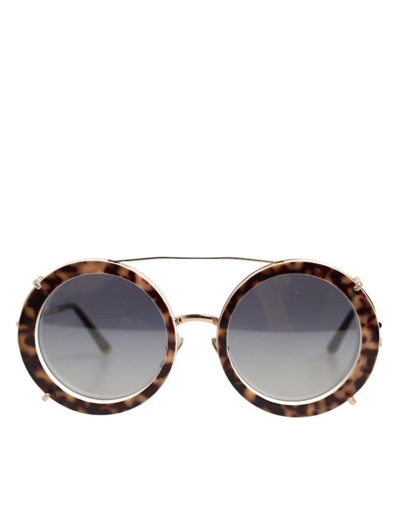 Dolce & Gabbana DG2198 Brown Leopard Print Gradient Round Sunglasses