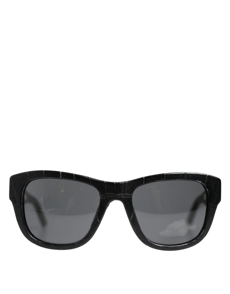 Dolce & Gabbana DG4177 Black Leather Frame Tinted Lens Sunglasses
