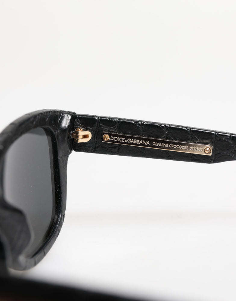 Dolce & Gabbana DG4177 Black Leather Frame Tinted Lens Sunglasses