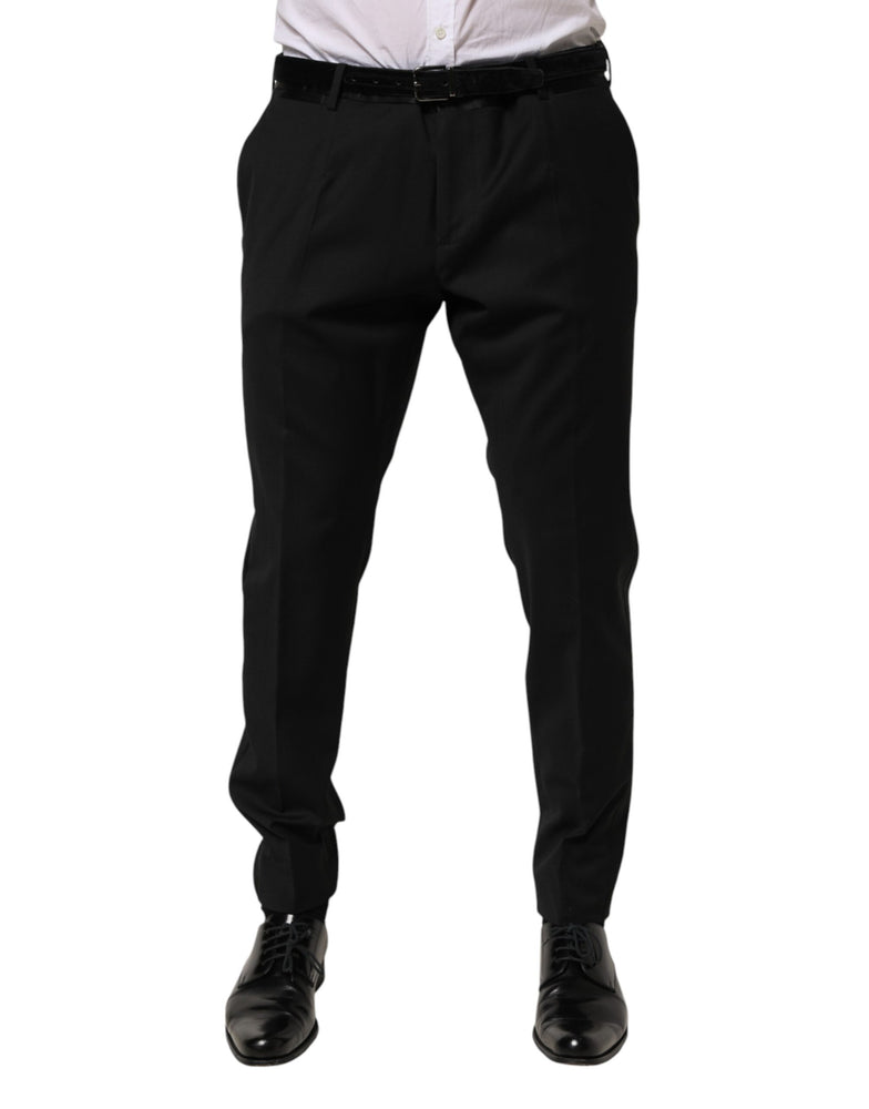 Dolce & Gabbana Black Wool Formal Dress Men Trouser Pants