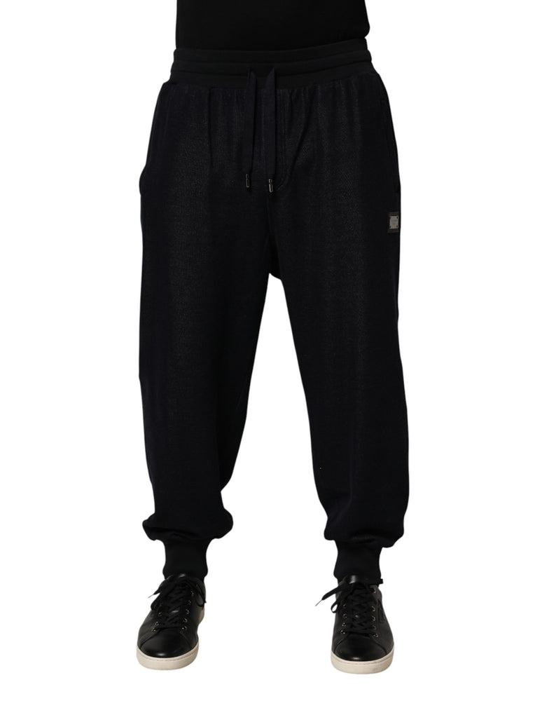 Dolce & Gabbana Black Cotton Blend Drawstring Jogger Jogger Pants