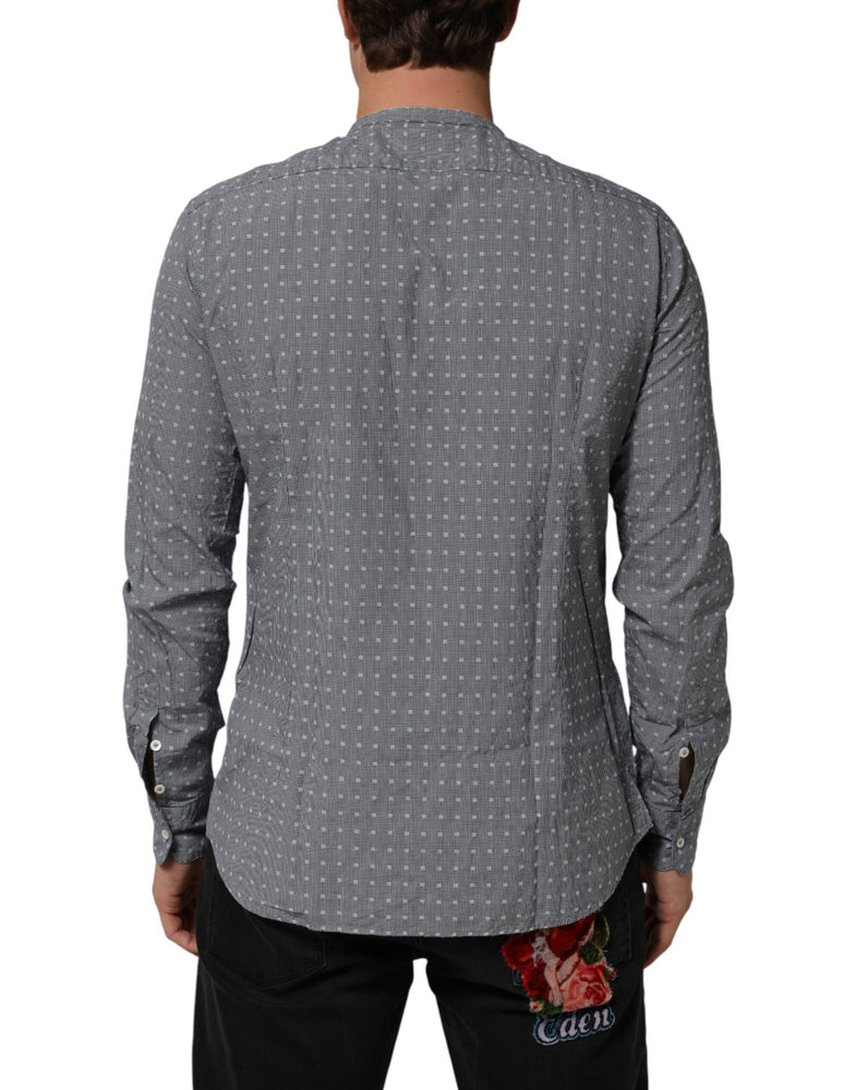 AGLINI Gray Polka Dot Cotton Button Down Long Sleeves Shirt