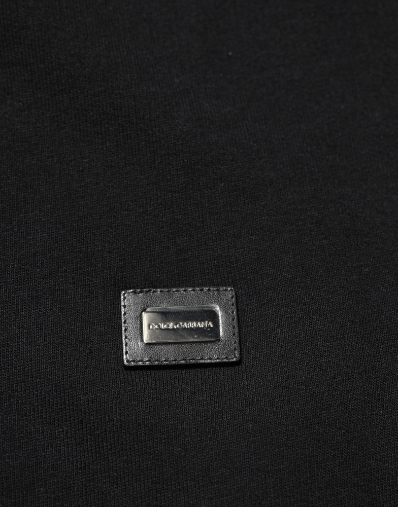 Dolce & Gabbana Sweater Black Cotton Hooded Men Sweatshirt Sweater