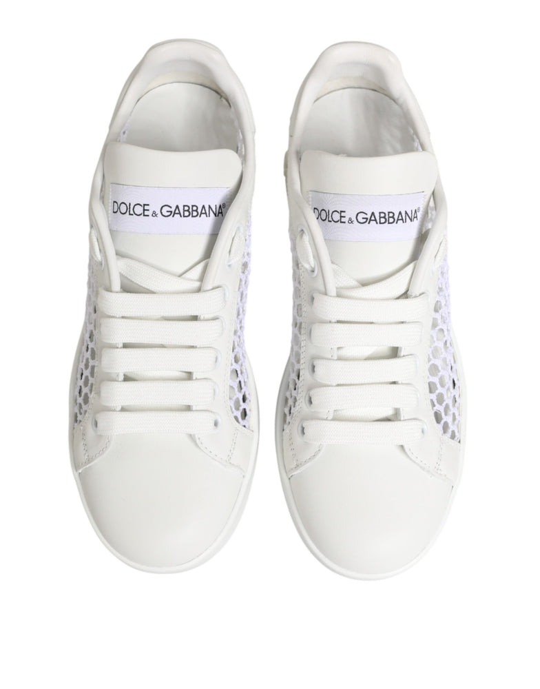Dolce & Gabbana White Mesh Inserts Low Top Sneakers Shoes