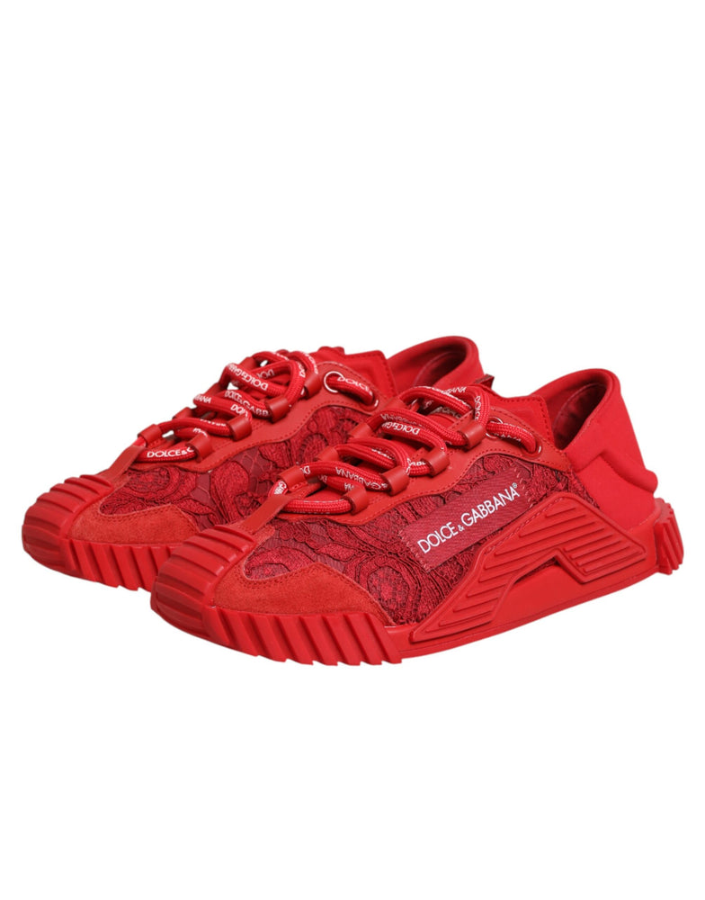 Dolce & Gabbana Red Logo Lace Low Top NS1 Sneakers Shoes
