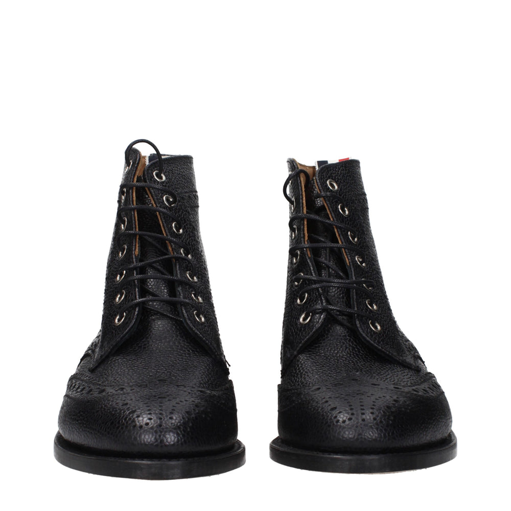 Thom Browne Black Leather Ankle Boots