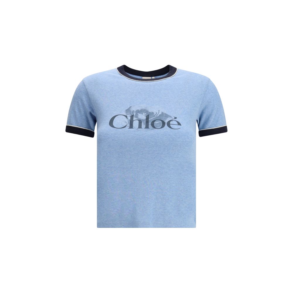 Chloé Light Blue Cotton Sleeveles T-Shirt