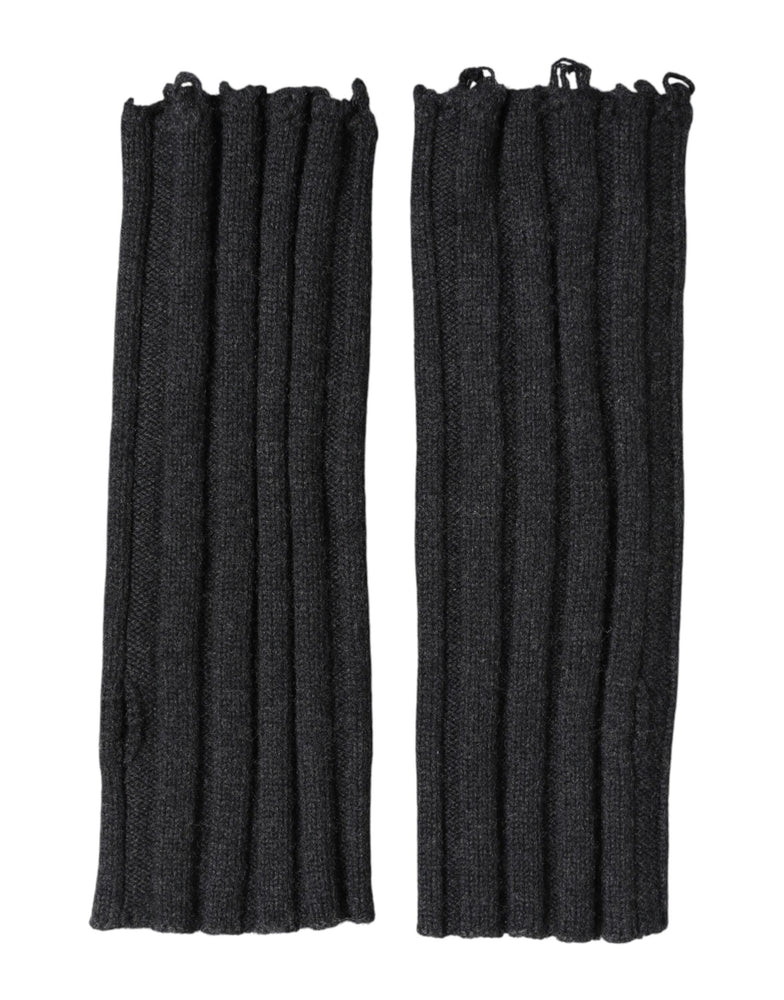 Dolce & Gabbana Black Virgin Wool Knitted Fingerless Gloves