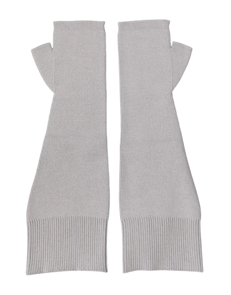 Dolce & Gabbana Gray Virgin Wool Knitted Fingerless Men Gloves
