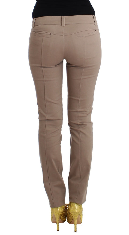 Cavalli Class Beige Dress Skinny Slim Straight Chinos Pants
