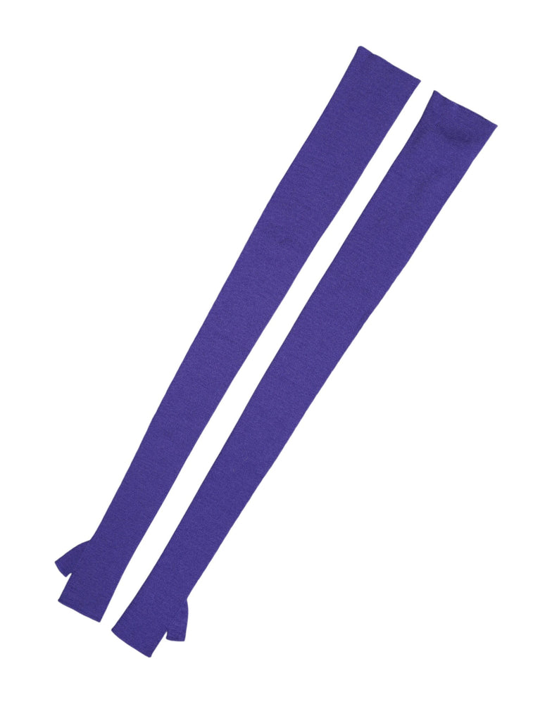 Dolce & Gabbana Violet Wool Fingerless Elbow Length Mitten Gloves