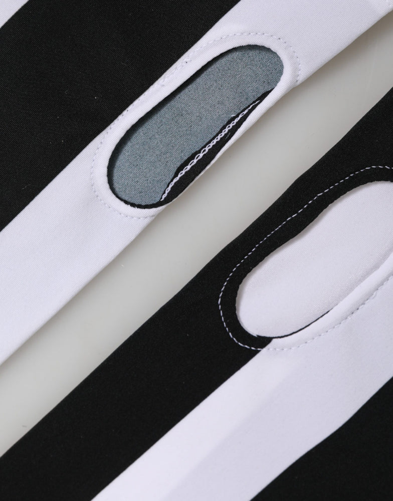 Dolce & Gabbana Black White Nylon Fingerless Wrist Length Gloves