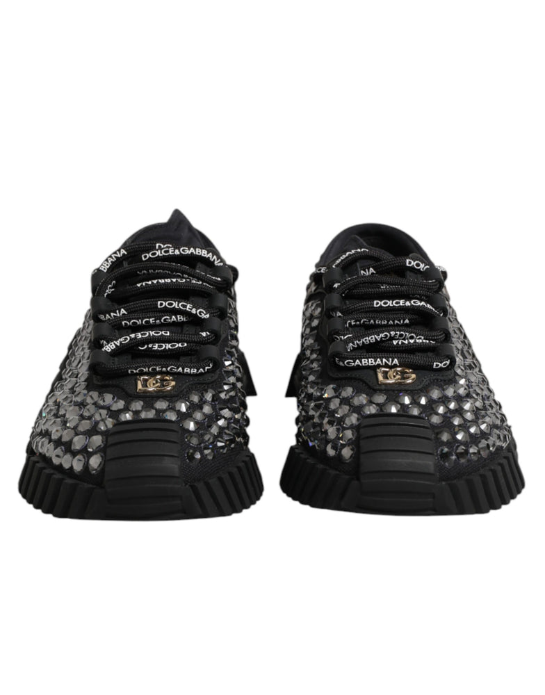 Dolce & Gabbana Shoes Black Embellished Low Top NS1 Sneakers Shoes