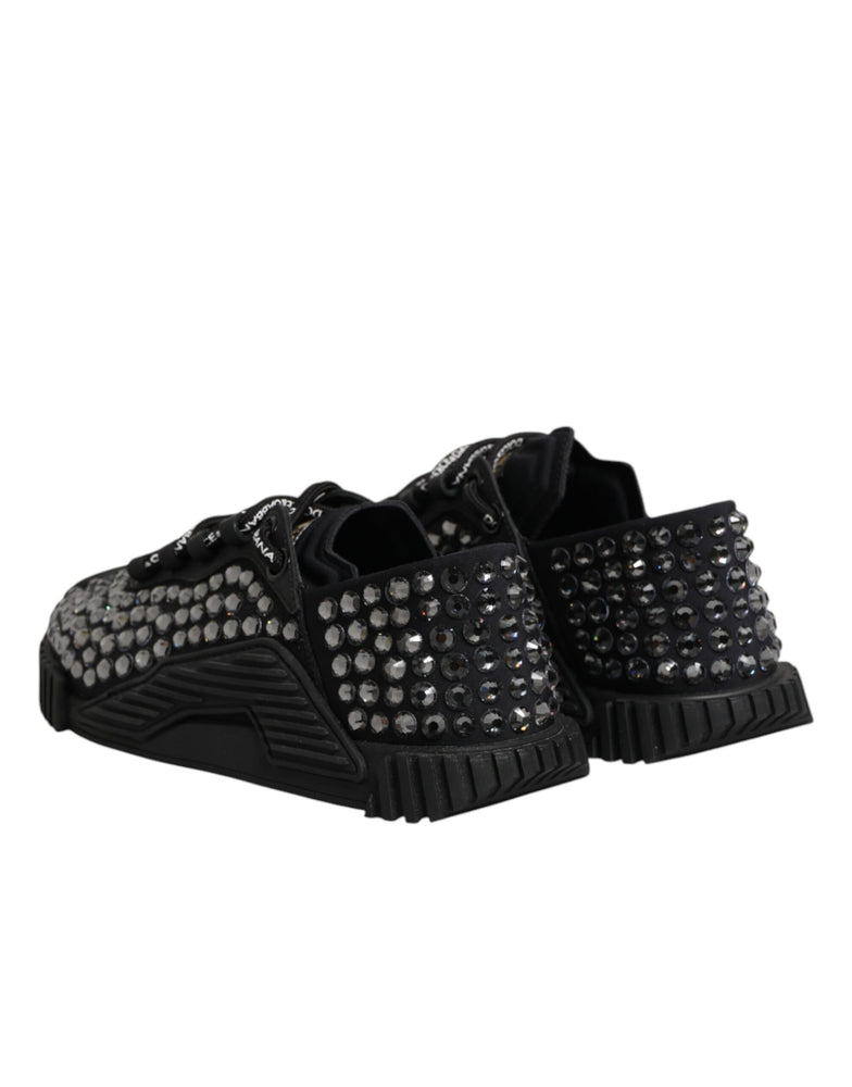 Dolce & Gabbana Shoes Black Embellished Low Top NS1 Sneakers Shoes
