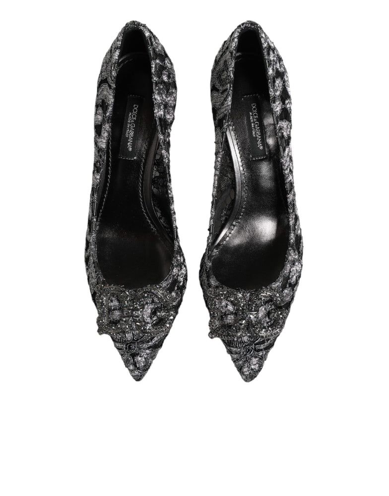 Dolce & Gabbana Silver Lace DG Amore Heels Pumps Shoes