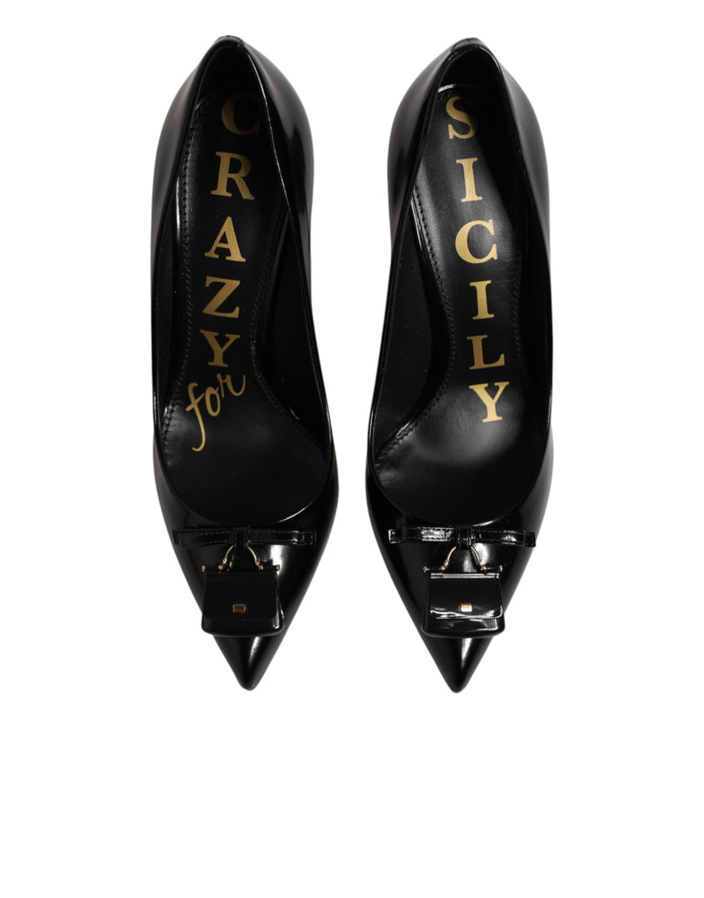 Dolce & Gabbana Black Bag Embellished Heels Pumps Shoes