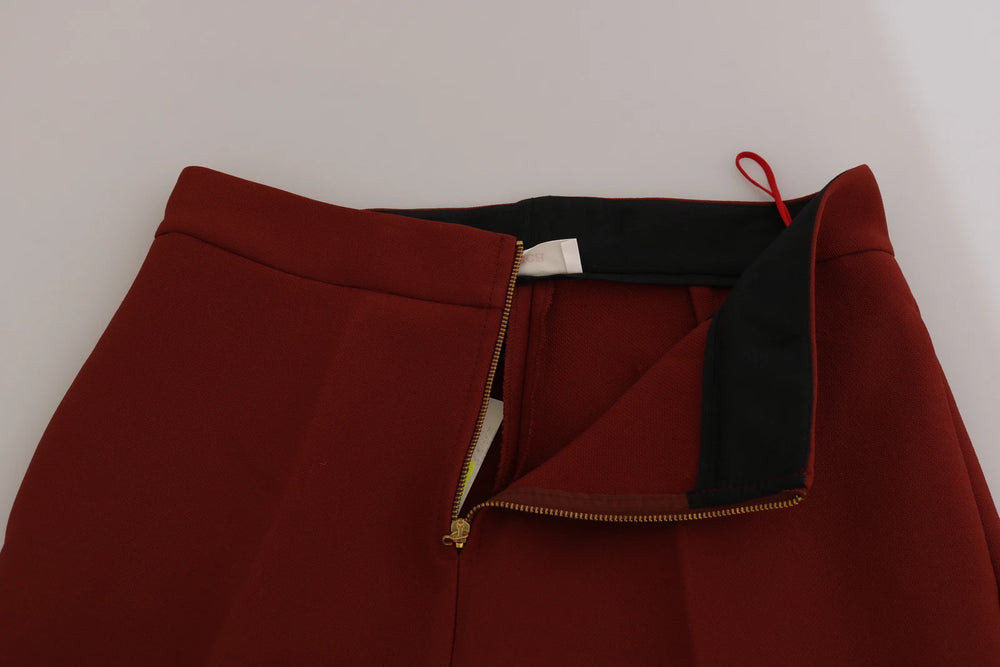 Jucca Red High Waist Cropped Flared Dress Formal Trouser Pants