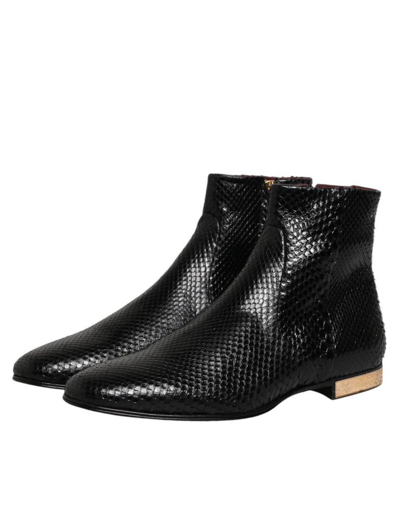 Dolce & Gabbana Black Leather Chelsea Short Ankle Boots  Shoes
