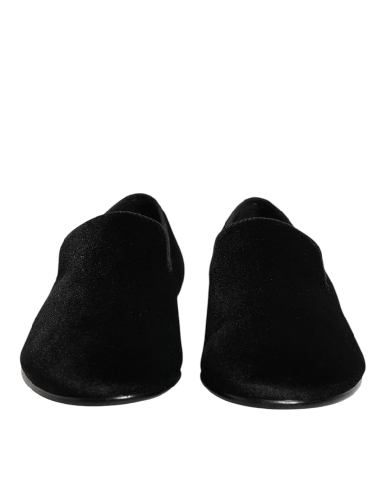 Dolce & Gabbana Black Leather Suede Slip On Loafers Dress Shoes