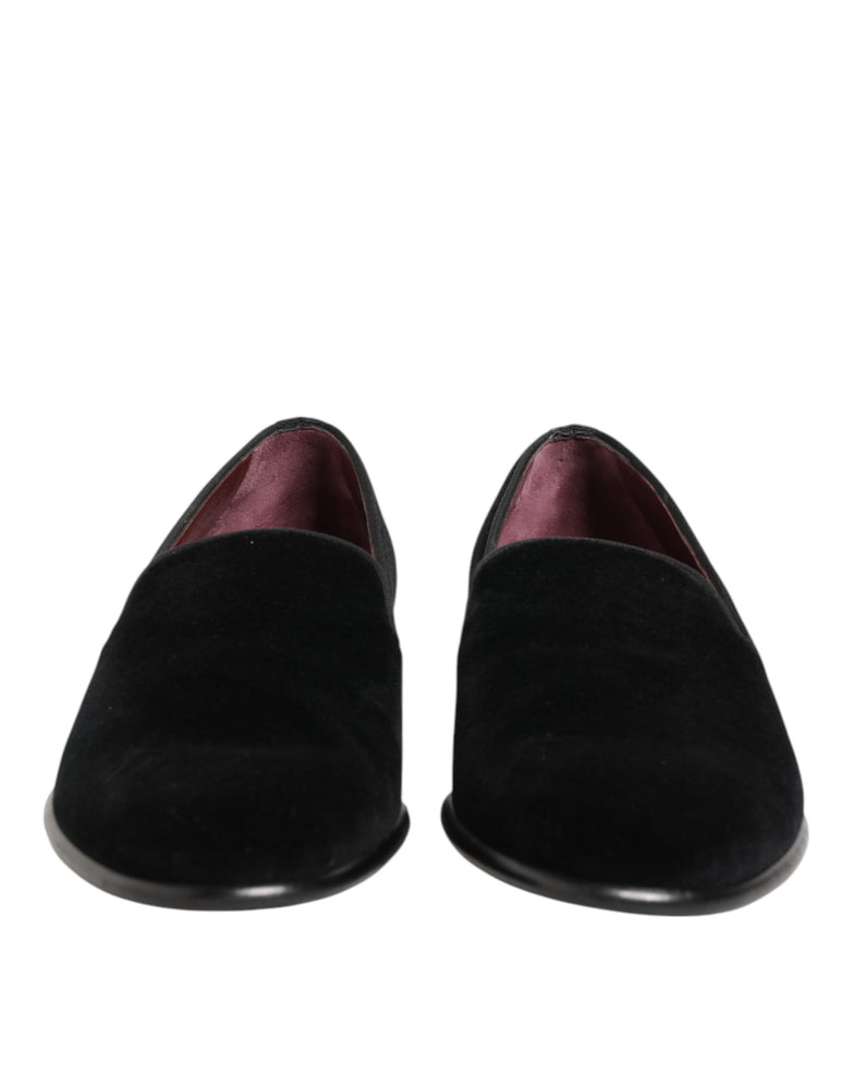 Dolce & Gabbana Black Leather Suede Slip On Loafer Dress Shoes