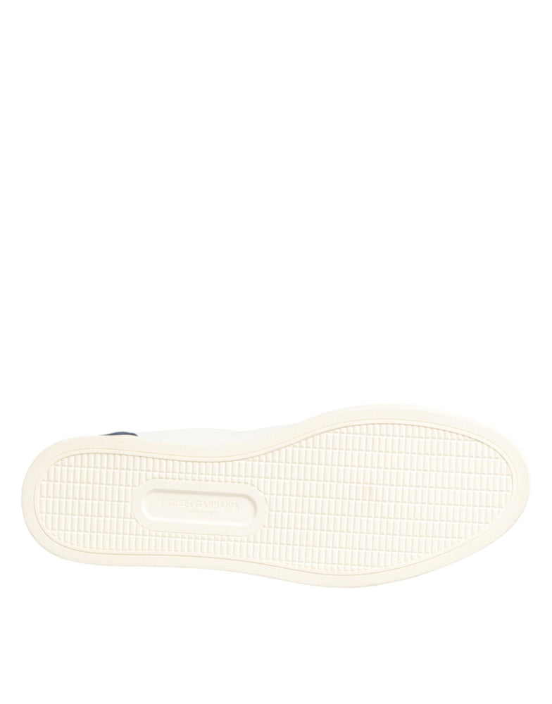 Dolce & Gabbana White Blue Leather Logo Patch Sneakers Shoes