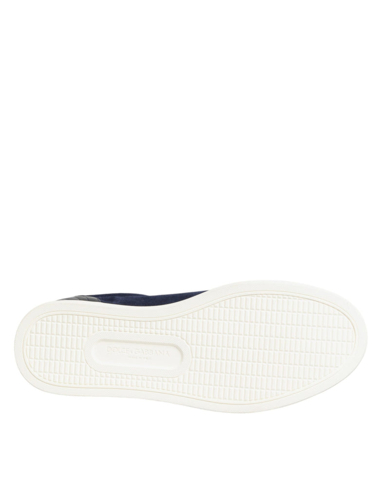 Dolce & Gabbana Blue Leather Suede Low Top Sneakers Shoes