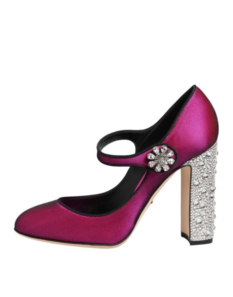 Dolce & Gabbana Pink Strass Mary Janes Heels Pumps Shoes