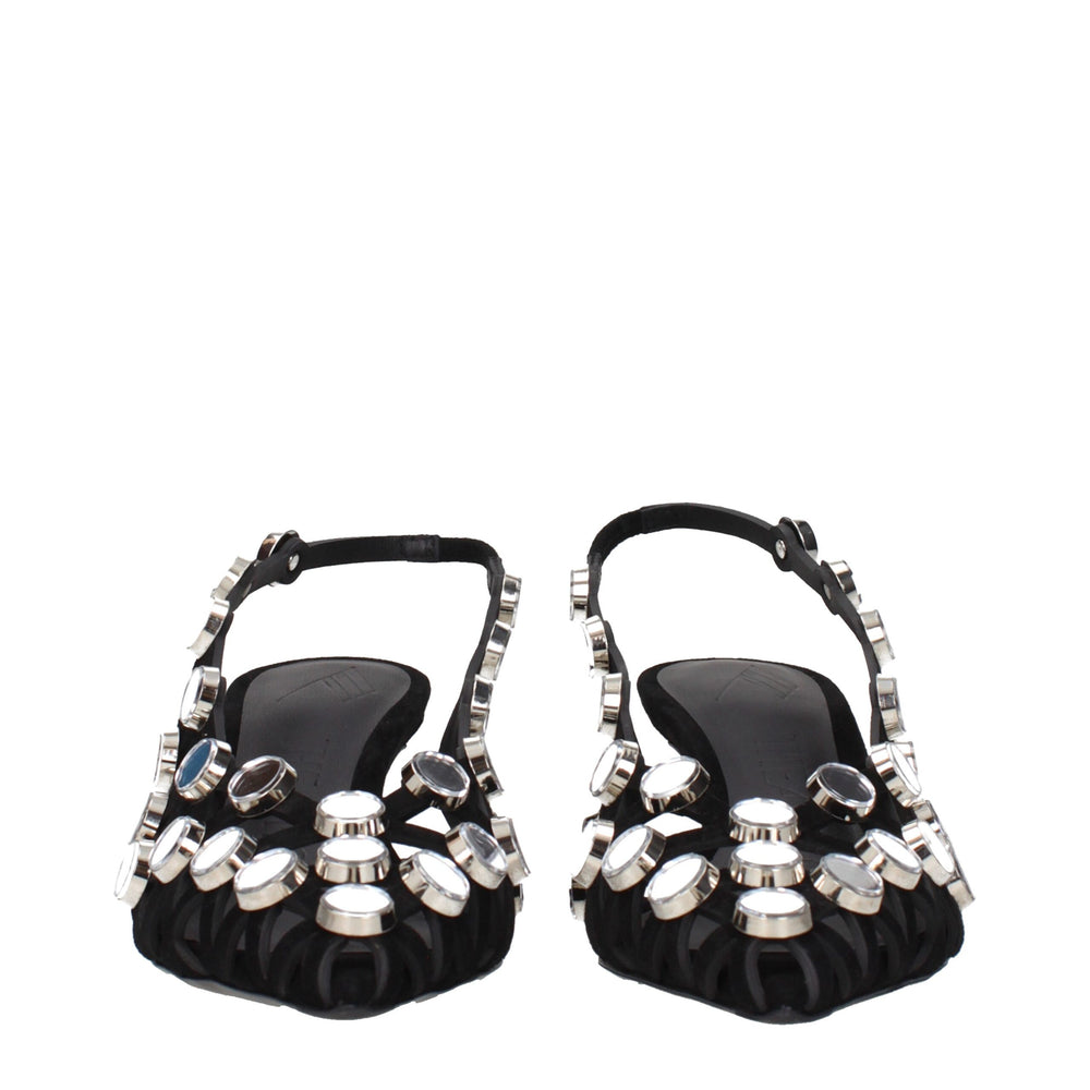 The Attico Black Leather Stiletto Heel Sandals