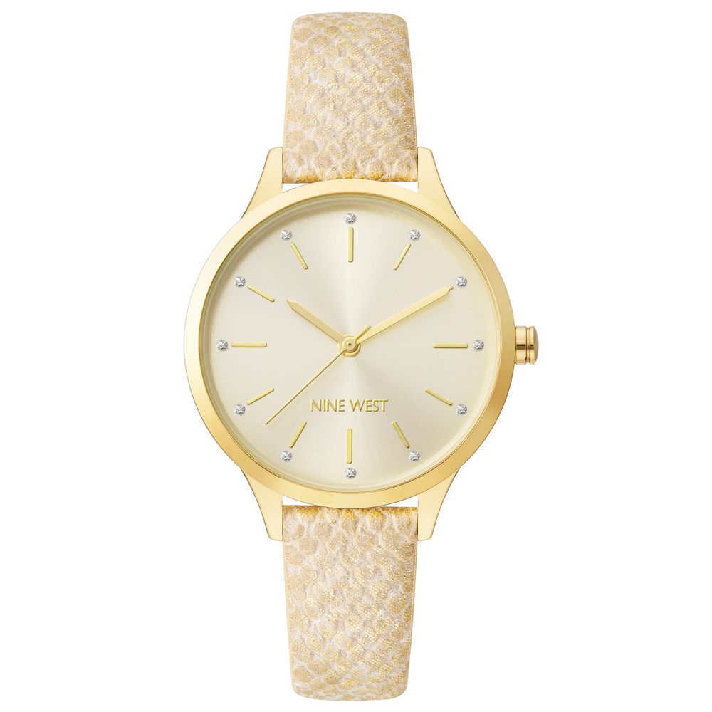Nine West Beige Leather Dress Watch