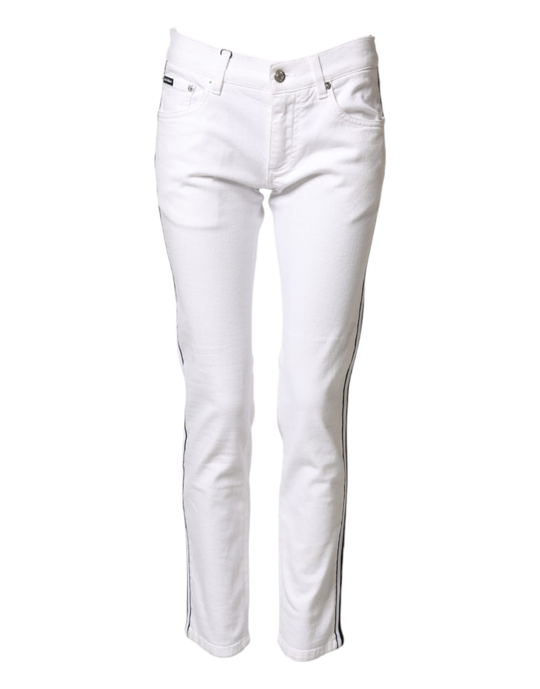 Dolce & Gabbana White Cotton Stretch Skinny Men Denim Jeans