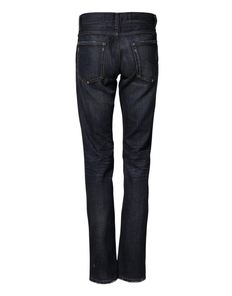 Dolce & Gabbana Dark Blue Watch GOLD Men Skinny Denim Jeans