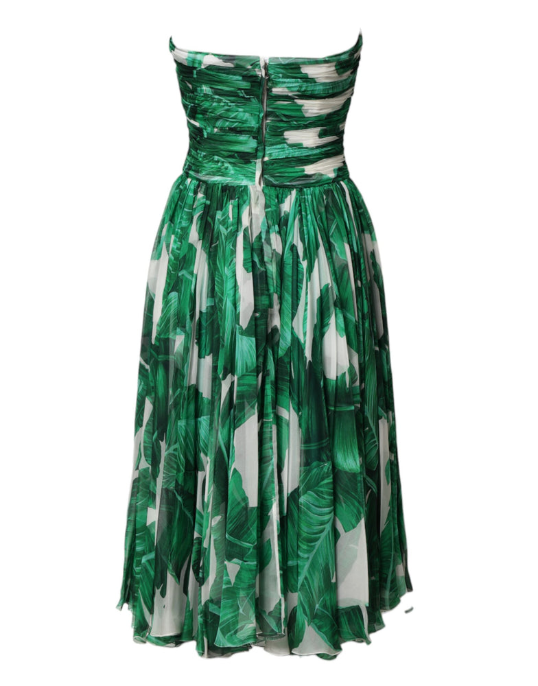 Dolce & Gabbana Green Pineapple Embellished BananaLeaf Dress
