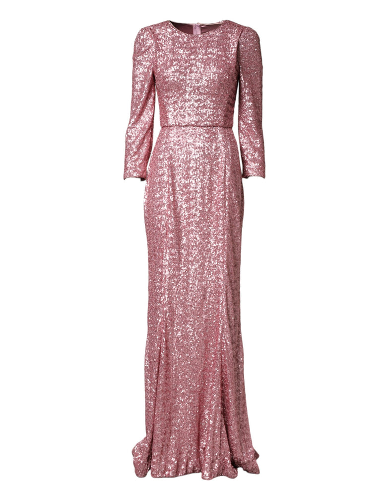 Dolce & Gabbana Pink Sequinned Mermaid Long Gown Dress