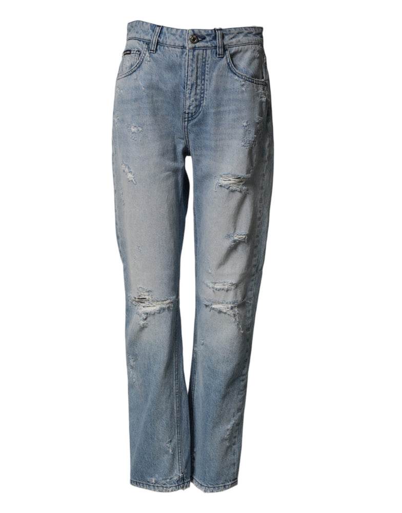 Dolce & Gabbana LightBlue Ripped Washed BOYFRIEND Denim Jeans