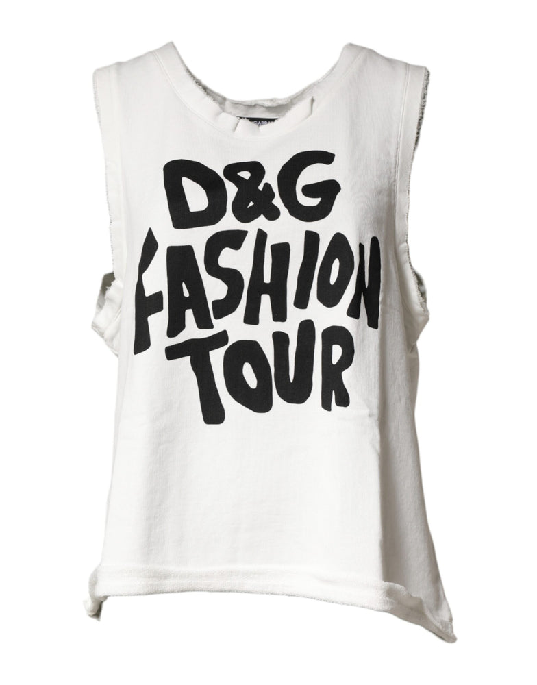 Dolce & Gabbana White Graphic CrewNeck Sleeveless Tank T-shirt