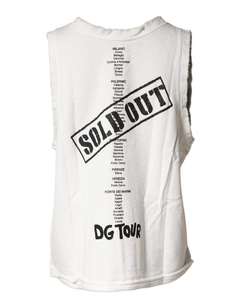 Dolce & Gabbana White Graphic CrewNeck Sleeveless Tank T-shirt