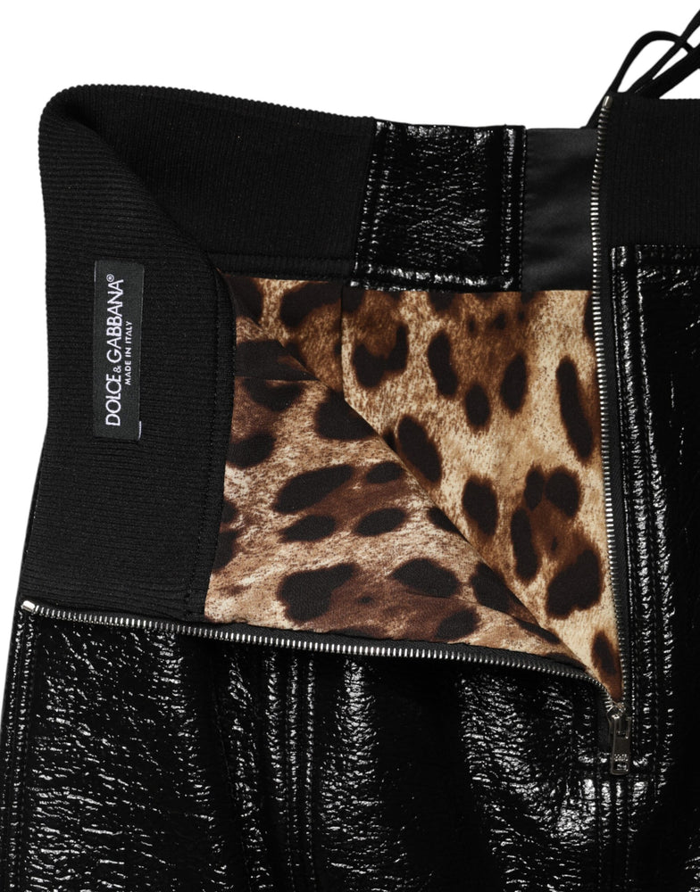 Dolce & Gabbana Black Nylon Eyelet Detail Coated Mini Skirt