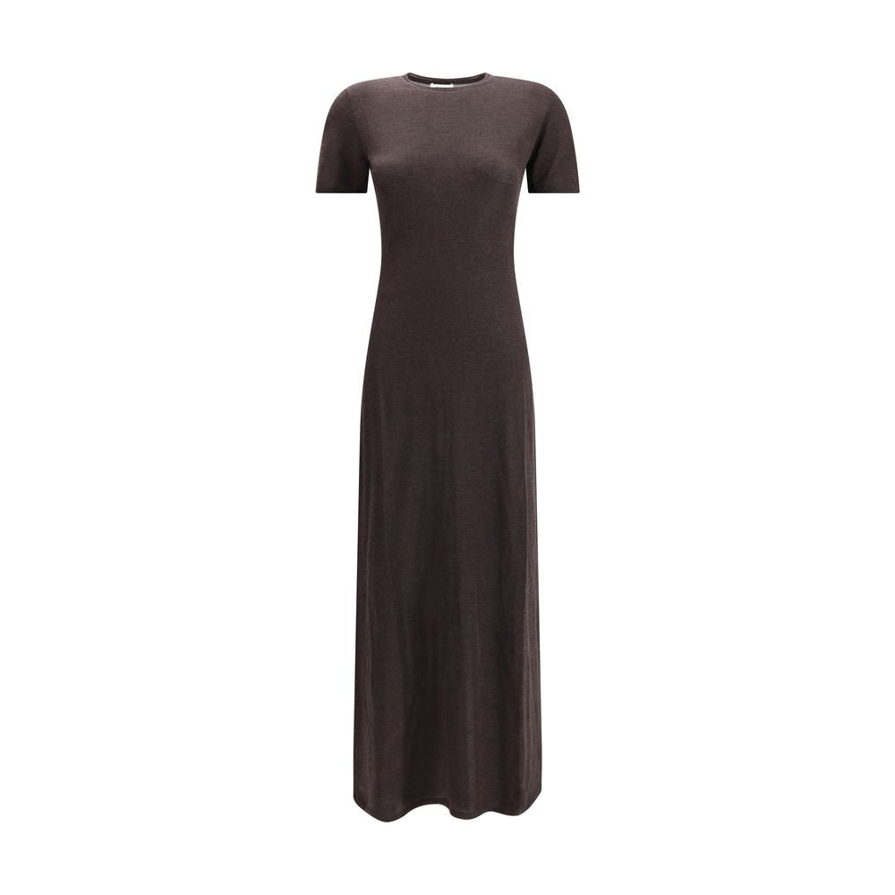 Ferragamo Brown Fleece Wool Long Dress