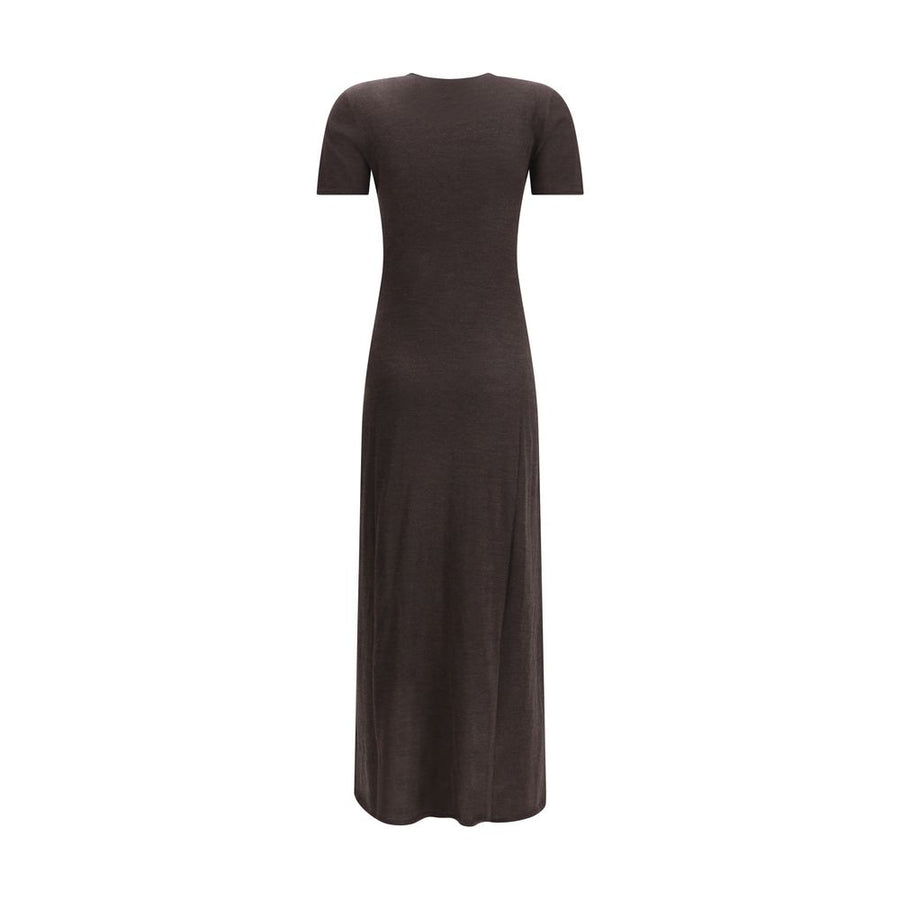 Ferragamo Brown Fleece Wool Long Dress